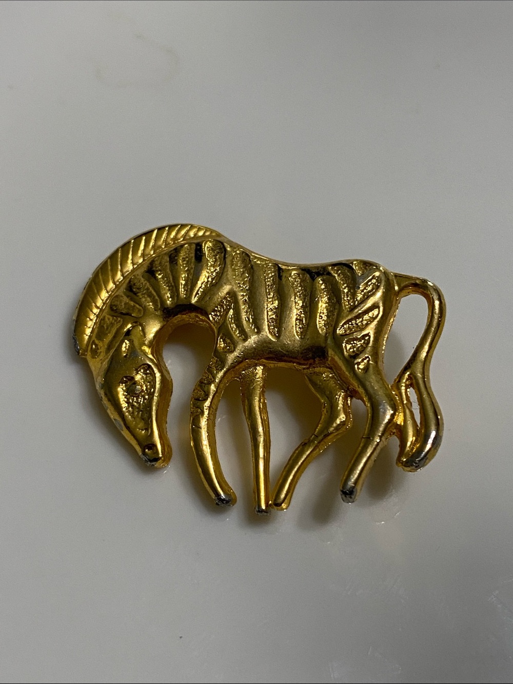 Gold Zebra Brooch Pin - Equestrian Accent